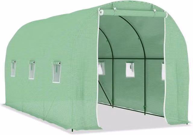 Serra da giardino DESIGN IN verde con struttura in acciaio zincato e copertura in plastica, L: 4,5 m, P: 2 m, H: 2 m
