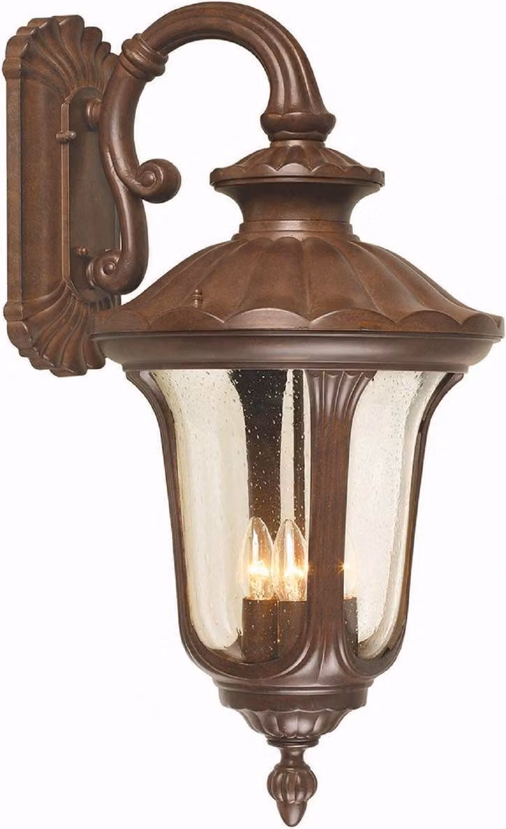 Casa Padrino Barocco applique da esterno color ruggine 35,5 x 43 x H. 70 cm - Lampada da esterno nostalgica per balcone giardino terrazzo - Luci da esterno nostalgiche