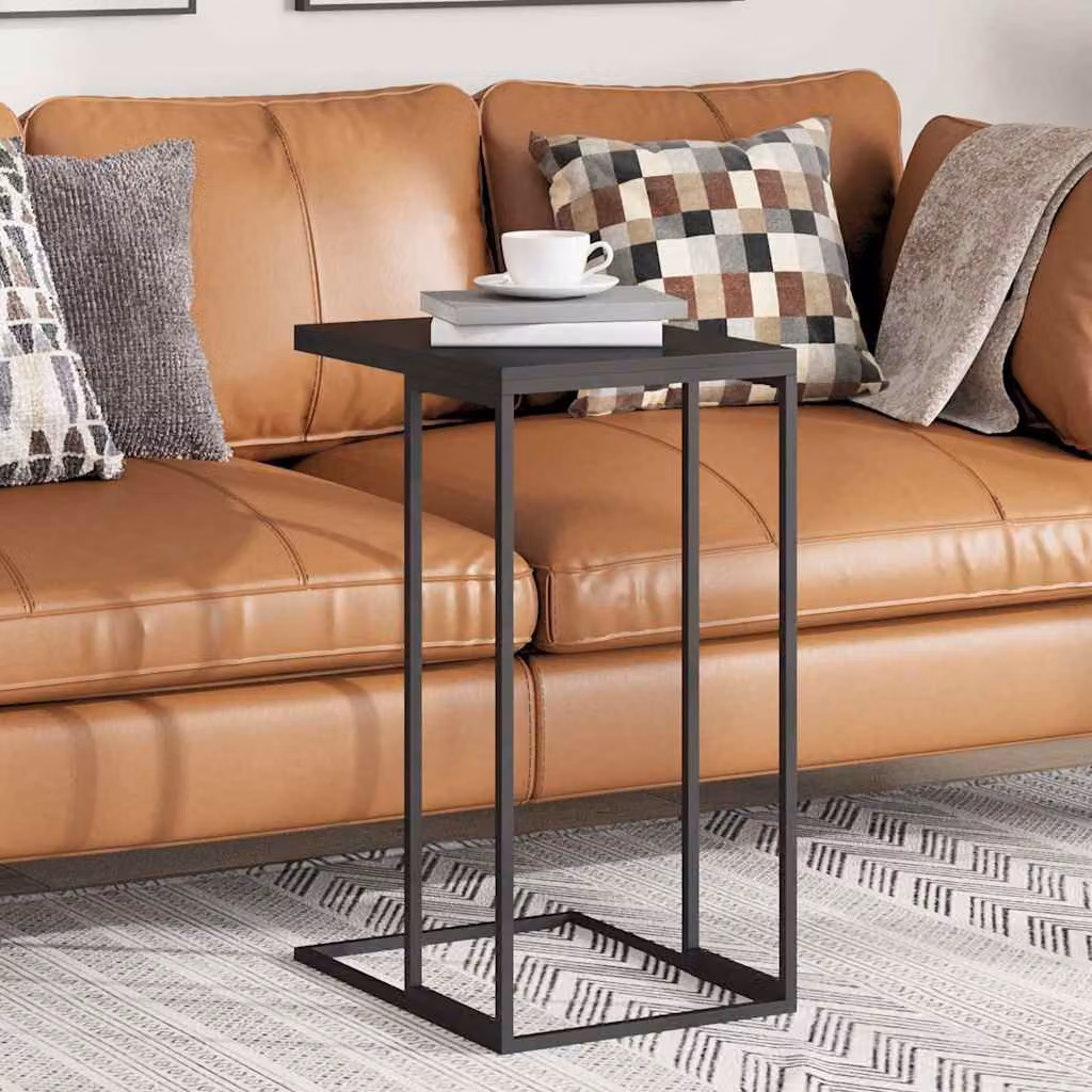 vidaXL Tavolino da Salotto Moderno Nero con Piano Quadrato in Legno e Metallo L/P/H: 40 x 30 x 59 cm