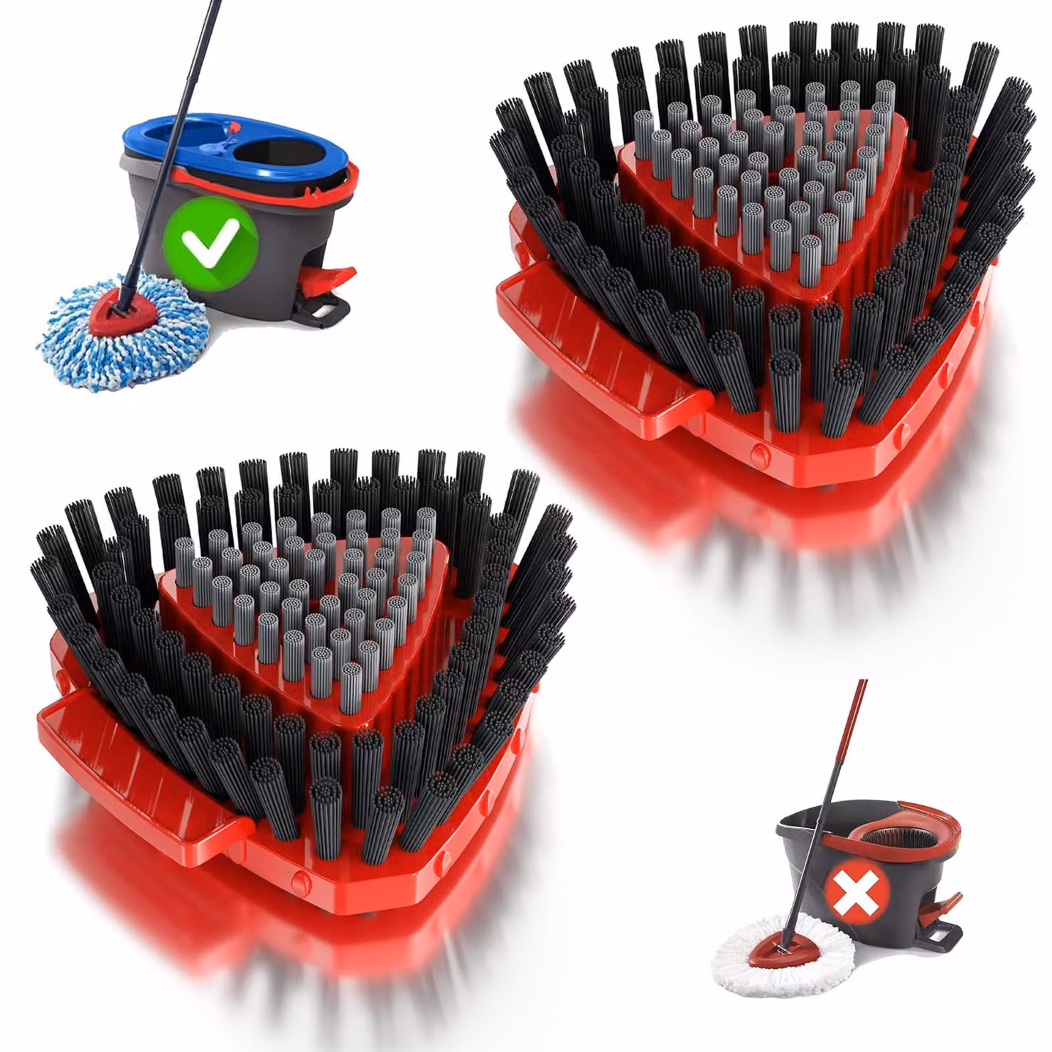 Testine di ricambio per mop Vileda RinseClean, 2 pezzi, colore grigio