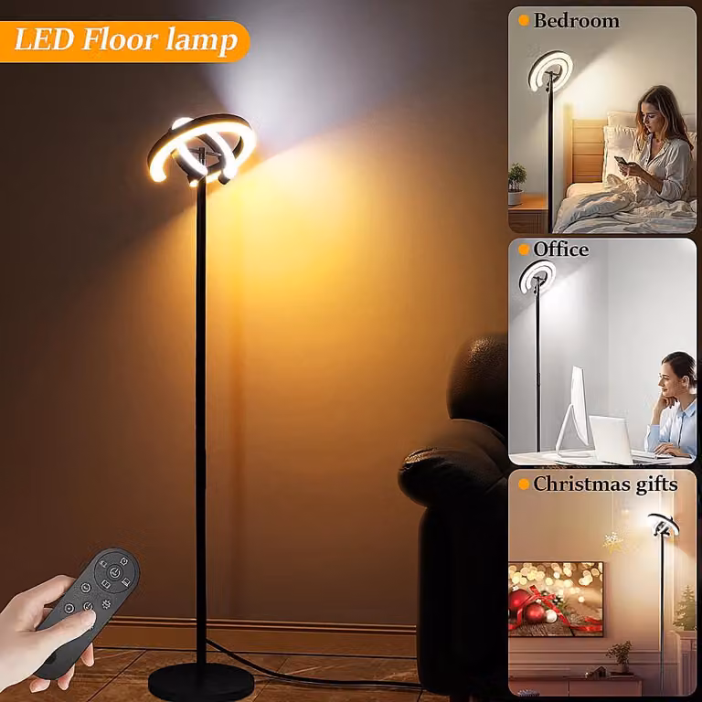 Lampada da terra, design orientabile, telecomando magnetico, lampada da terra