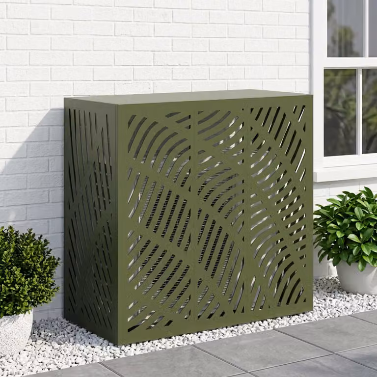 Copertura per condizionatore d'aria vidaXL in acciaio, colore verde oliva