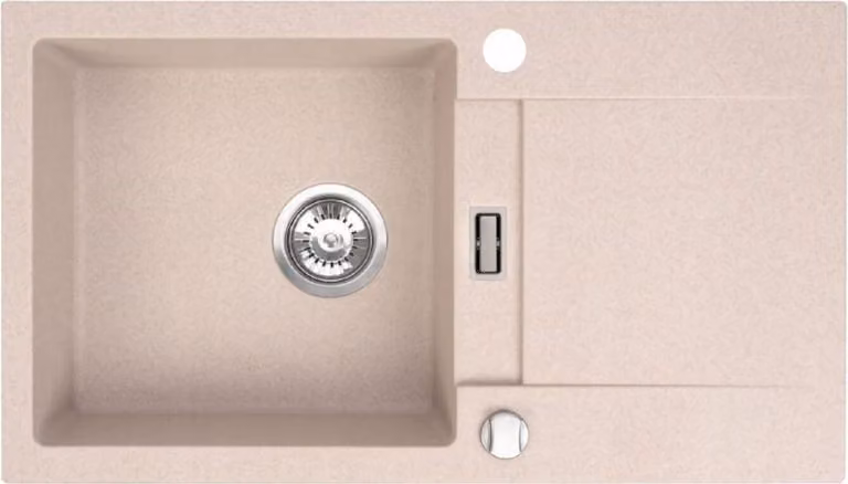Lavello QLS 76x44 cm con sgocciolatoio Siphon reversibile - Runner Beige 11197