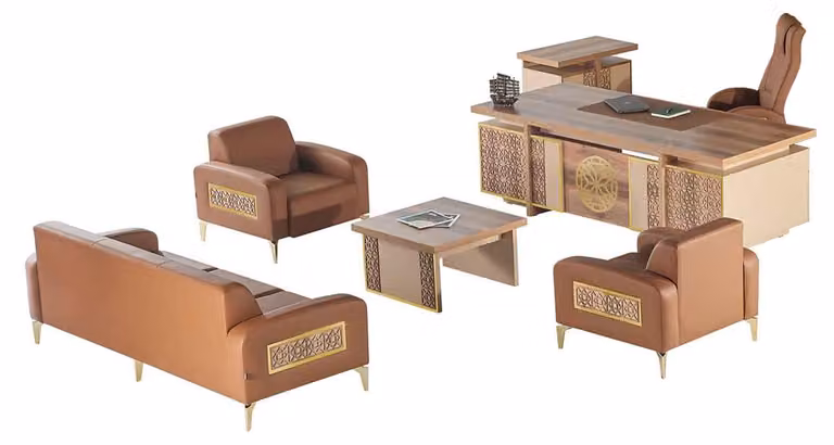 Komplett-Set Schreibtisch Sitzmöbel Stauraum Arbeitszimmer Braun Büro