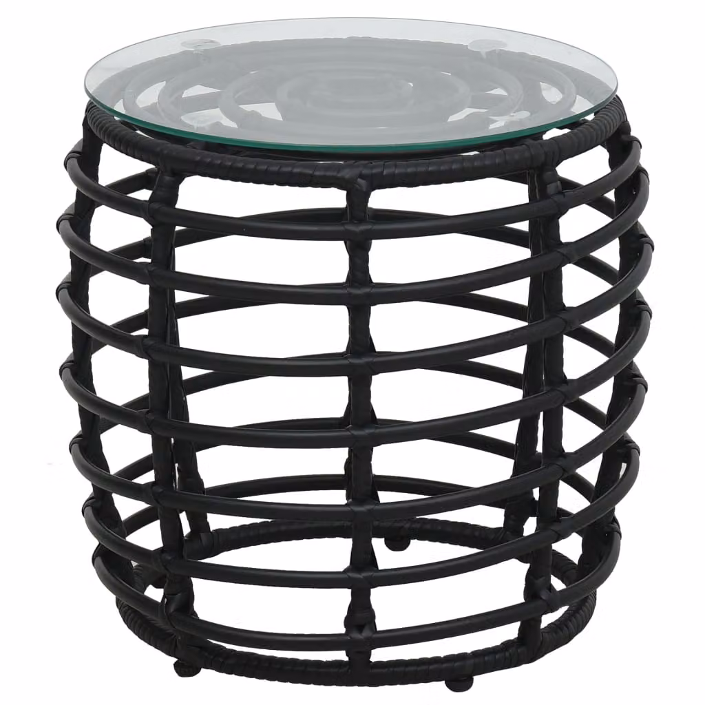 set bistrot 3 pezzi in poly rattan nero