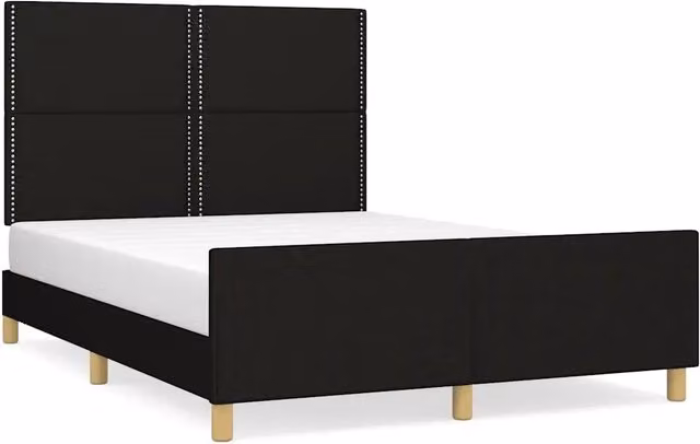 Letto matrimoniale | Letto per adulti | Giroletto senza Materasso Nero 140x200 cm in Tessuto