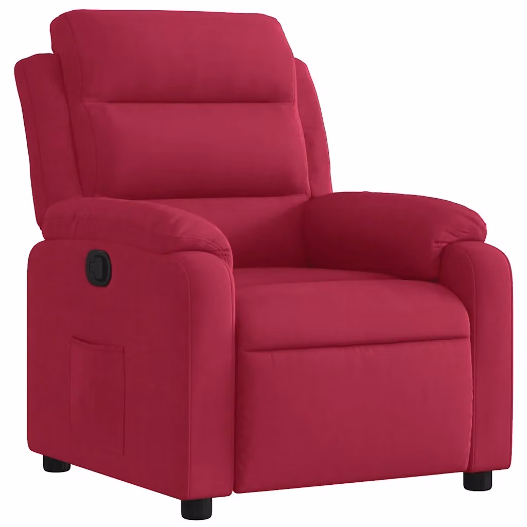 Poltrona Reclinabile vidaXL in Velluto Rosso con Braccioli e Regolazione Manuale – 2