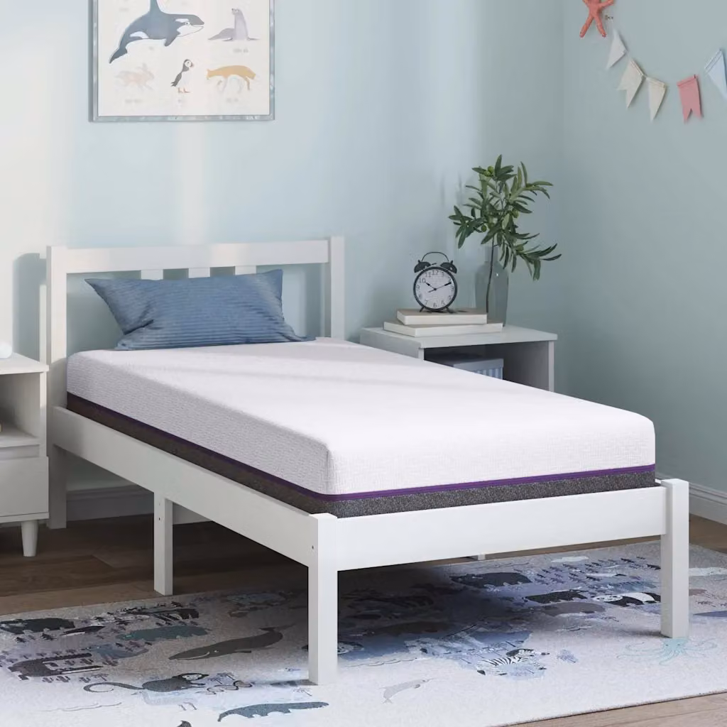 Materasso in schiuma viscoelastica vidaXL, colore bianco e grigio, con rivestimento rimovibile, L: 80 cm, P: 160 cm, H: 16 cm