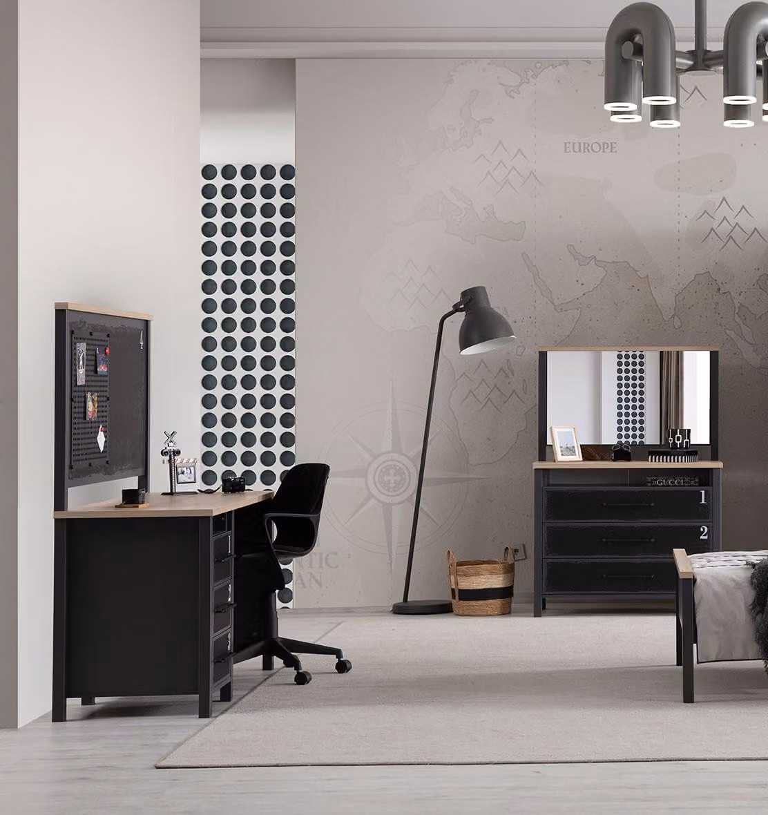 Moderner Schminktisch Designer Grauer Schreibtisch Luxuriöse Möbel