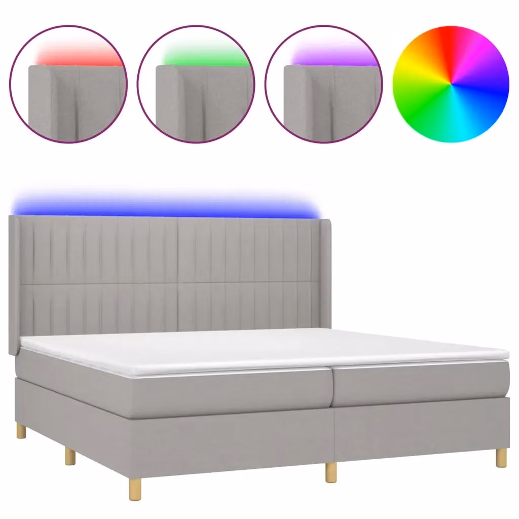Letto Ibrido con Materasso a Molle Insacchettate vidaXL, Grigio e Bianco, con Illuminazione LED e Porta USB, L/P: 200 x 200 cm – 2