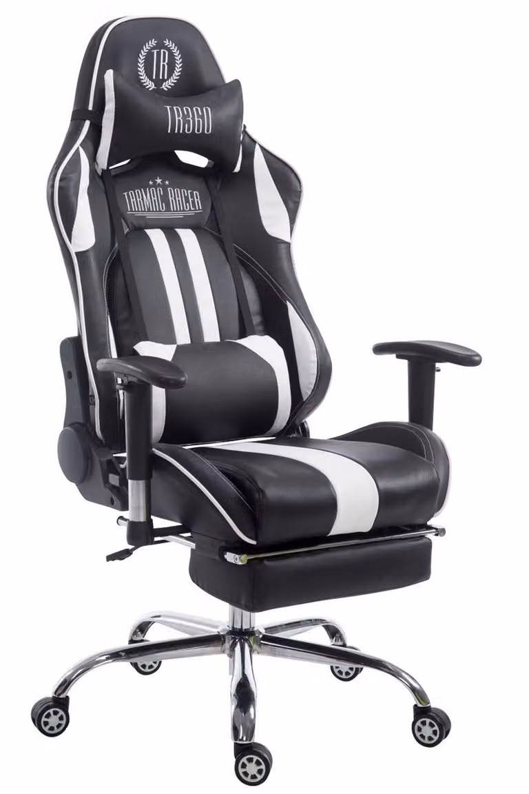 Sedia da ufficio da corsa Limit V2 in Pelle finta con poggiapiedi bianco/nero
