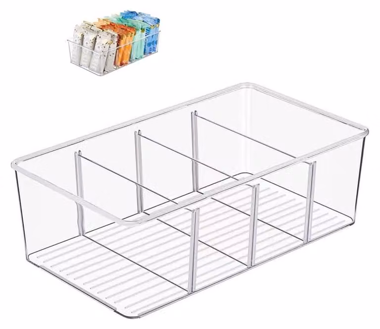 Organizzatore per frigorifero con 4 scomparti - Contenitori impilabili