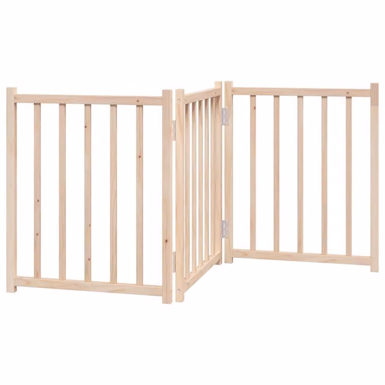 Cancello per Cani Pieghevole 3 Pannelli 150 cm Massello Abete