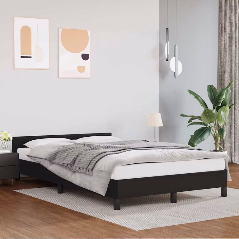 vidaXL Giroletto con Testiera Imbottito Nero L: 120 cm, P: 200 cm