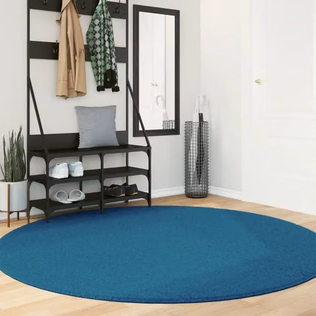 Tappeto rotondo moderno vidaXL in poliestere a pelo corto, colore turchese, Ø 200 cm