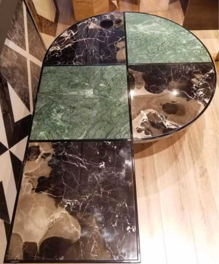 Tavolino Casa Padrino verde / marrone / nero 135 x 90 x h. 40 cm - Tavolo da salotto moderno con piano in marmo - Mobili da salotto