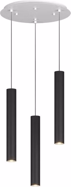Lampadario a sospensione Xeana in metallo bianco e nero con 3 luci GU10, design industriale e minimalista, forma tonda, Diametro: 40 cm – 1