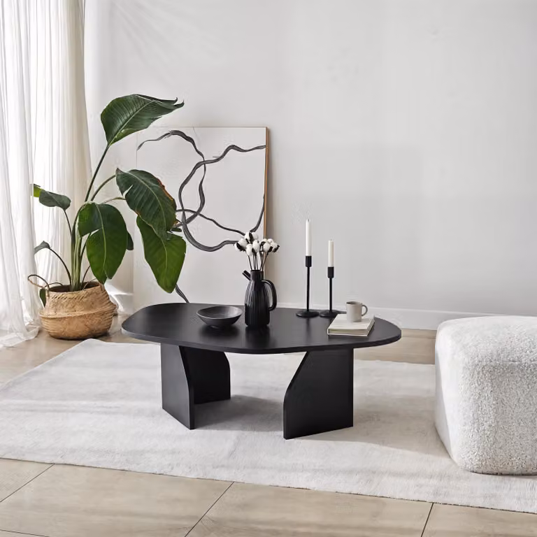 Skye Decor, tavolino di alta qualità, nero, 100 x 35 x 60 cm | Pannello truciolare rivestito al 100% in melamina, spessore 18 mm | Design moderno ed elegante per la tua casa o il tuo ufficio.