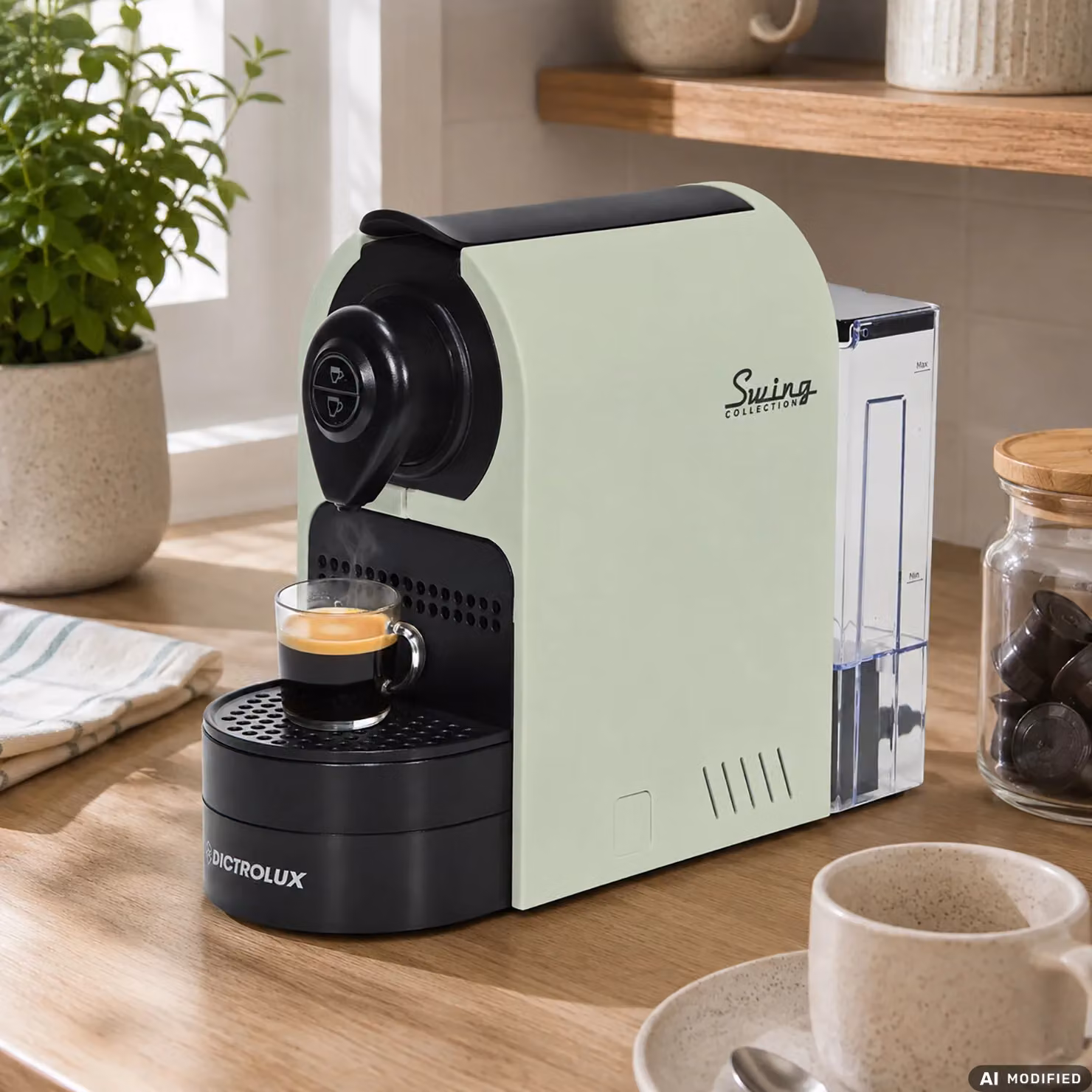Macchina da Caffè Dictrolux Swing Collection Verde e Nero EM-201 da 1400 Watt, compatibile con capsule Nespresso Original, con serbatoio rimovibile – 2