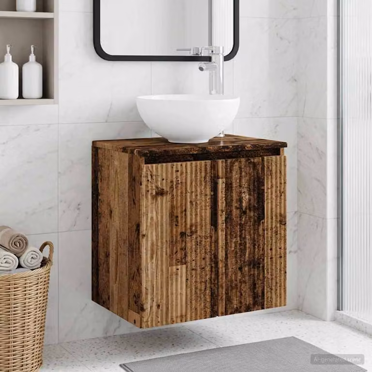 Lavabo da parete moderno vidaXL in legno color marrone L: 49,5 cm, P: 35 cm, H: 63 cm