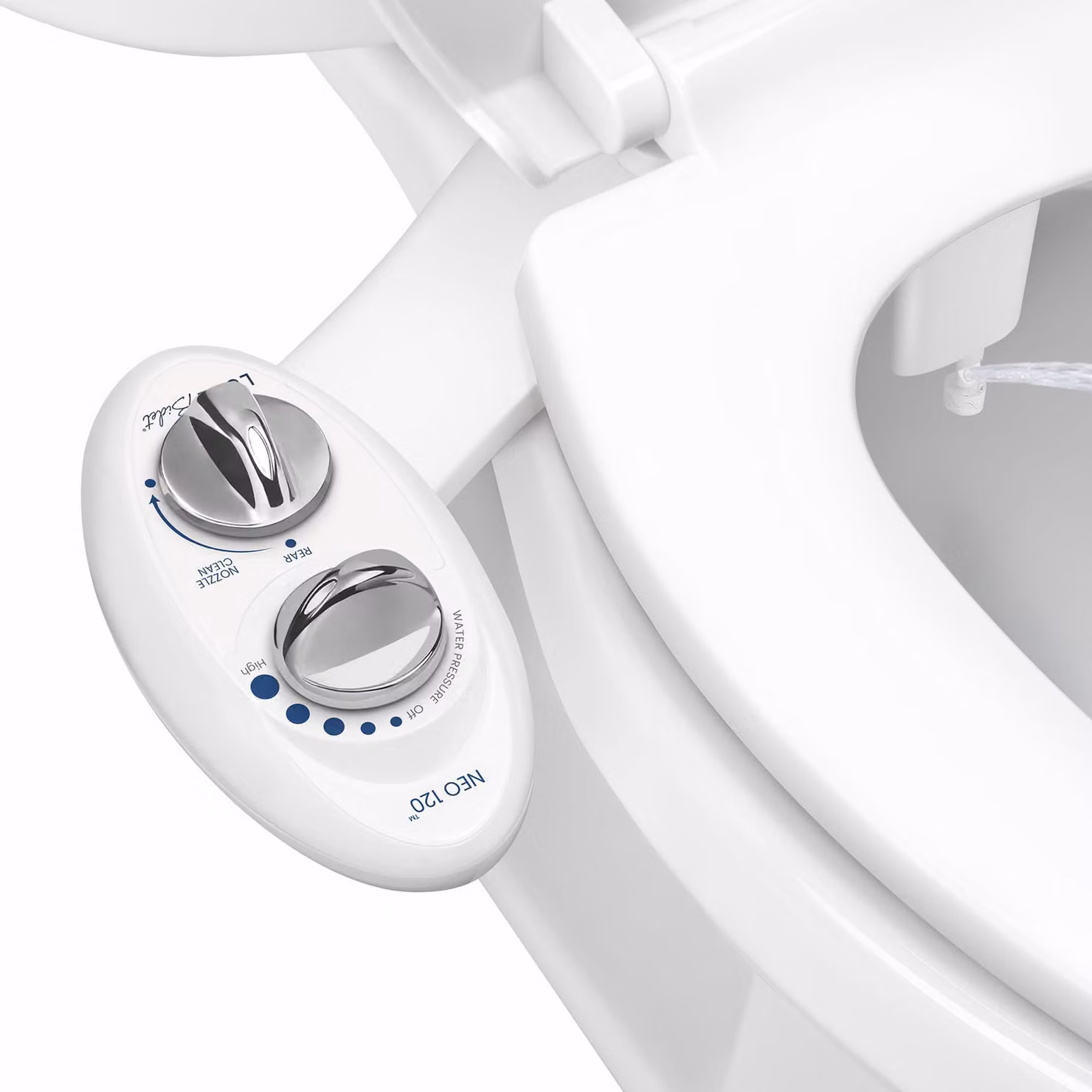 Accessorio per bidet, meccanico, con doppia ugello, alimentazione acqua calda/fredda, colore bianco