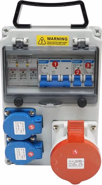 Pannello gruppo prese SUNTREE per organizzazione cantiere con 1x415V/32A e 2x230V/16A, IP66, L/P/H: 26 x 17 x 14 cm
