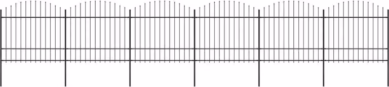 Recinzione da Giardino con Punta a Lancia in Acciaio 1070x175 cm Nero