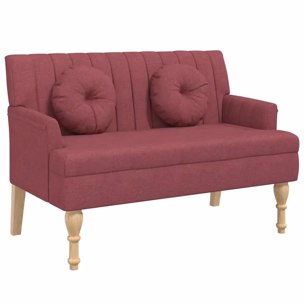 Panca Design Mania con Cuscini in Tessuto Rosso, L: 113 cm, P: 64,5 cm, H: 75,5 cm – 2