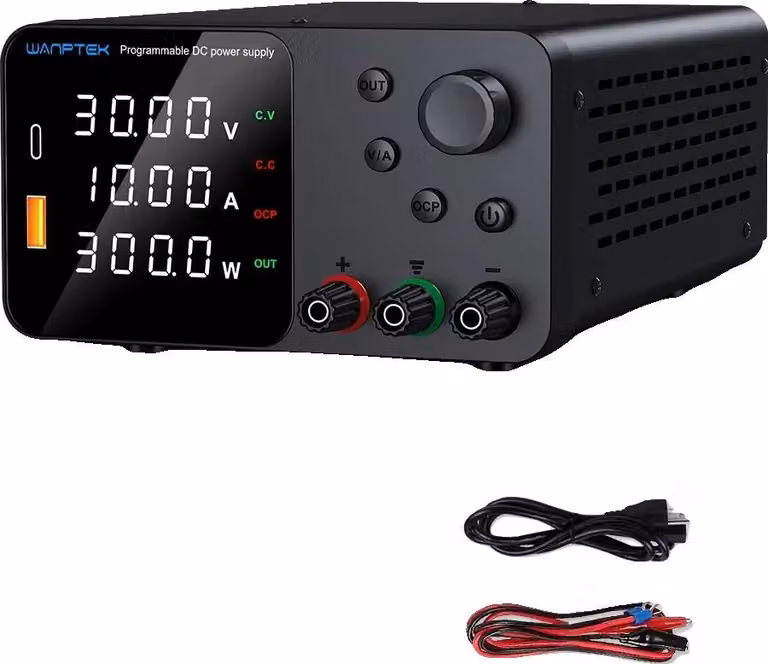 Alimentatore, tensione regolabile, controllo digitale, 0-30 V, 0-10 A, spina UE