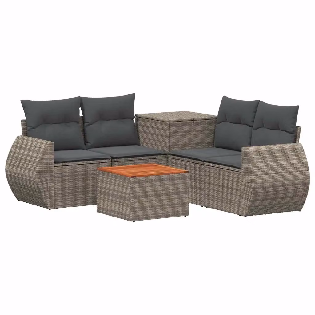 Set di mobili da giardino vidaXL in polyrattan grigio e antracite con divani, tavolino e pouf coordinato – 2