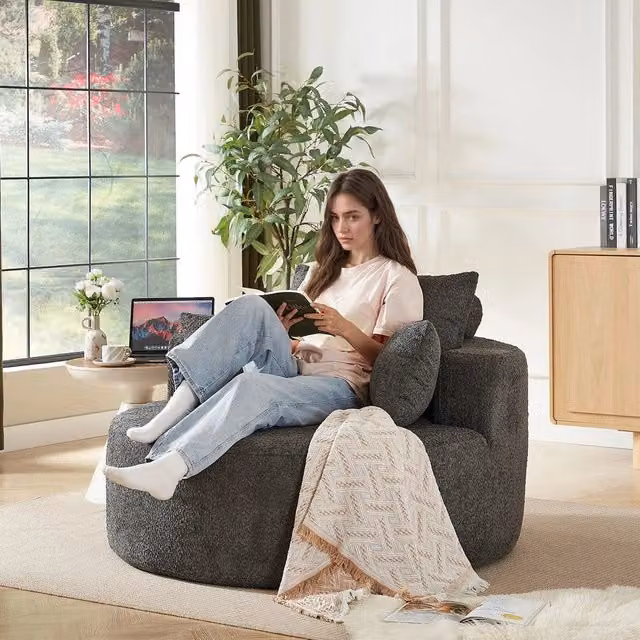Poltrona letto in tessuto ¨C Minimal ¨C grigio chiaro, no montaggio