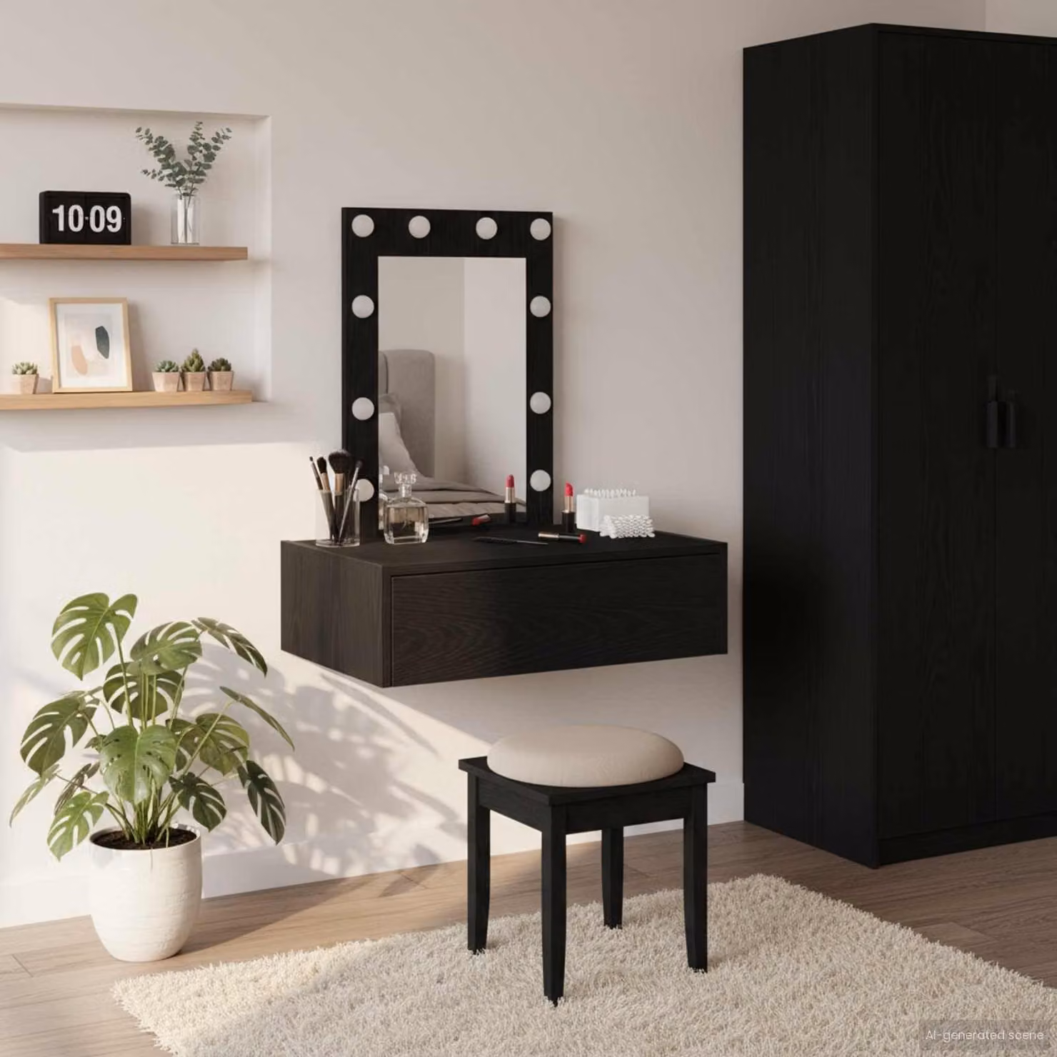 Comò moderno con specchio e spazio contenitivo