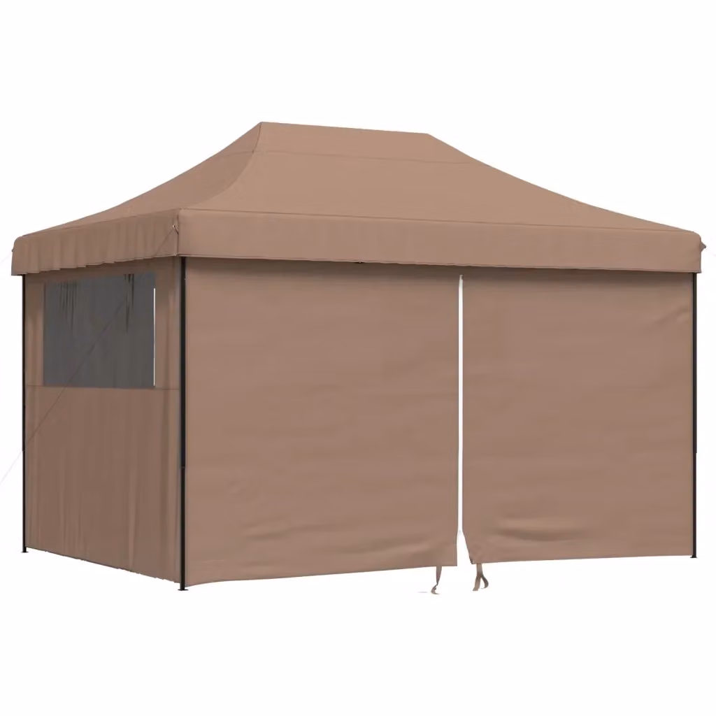 Tendone per feste pieghevole pop-up con 4 pareti vidaXL, marrone e nero, L: 410 cm, P: 315 cm, H: 279 cm – 2