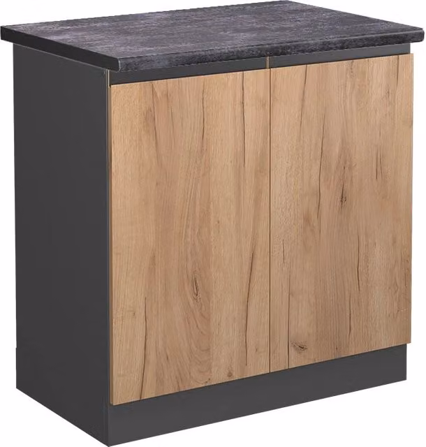 Mobile lavello cucina R-Line Rovere dorato/Antracite 80 cm J-Shape, PL Antracite Vicco