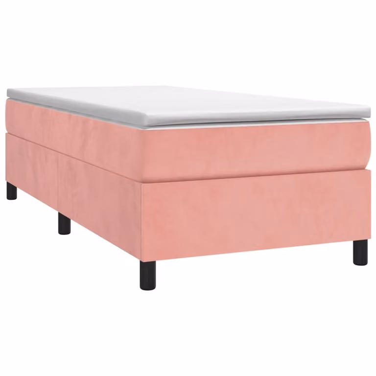Struttura Letto a Rete a Molle Rosa 80x200 cm in Velluto