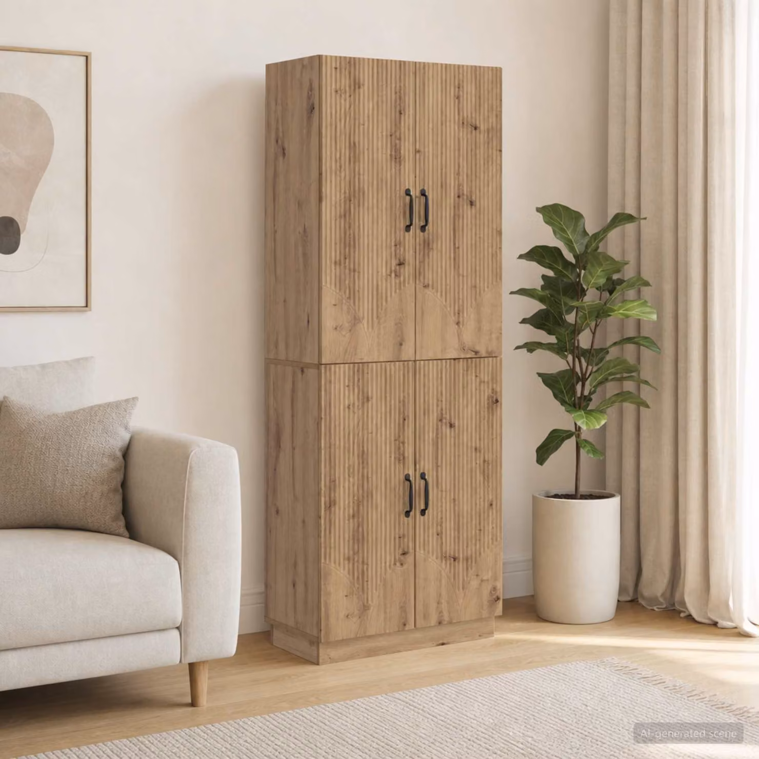 Set di 2 armadi moderni vidaXL in legno ingegnerizzato e MDF colore rovere marrone con ante a battente e ripiani interni H: 87,0 cm, L: 66,0 cm, P: 34,5 cm