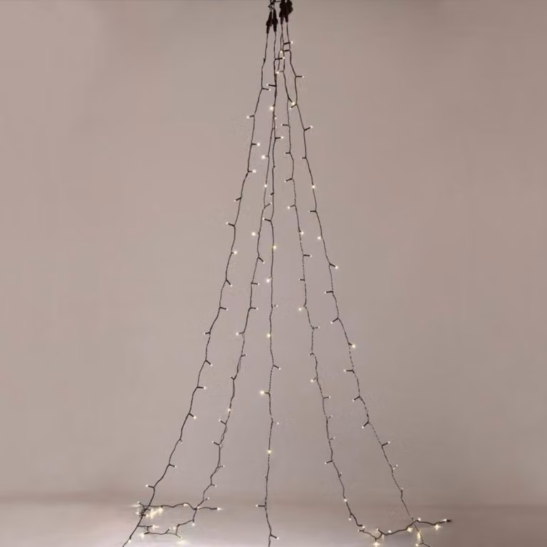 Luci natalizie ACA, 175 LED, ghirlanda a forma di polipo per l'albero, 5 fili da 35 LED ciascuno, bianco caldo, alimentatore incluso, IP44, 5 x 350 cm + 3 m di cavo di alimentazione verde, X08175111