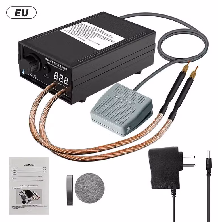 Saldatrice a punti portatile - 8000 W - 1200 A - Portatile - Regolabile - Adatta per batterie 18650