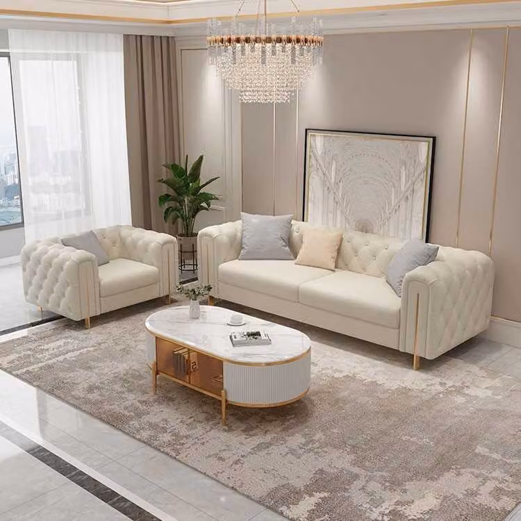 Set 2 tlg Wohnzimmer Sofagarnitur Dreisitzer Sofa Modern Sessel Leder