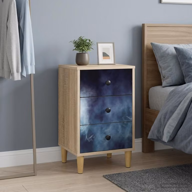 Armadio da Notte vidaXL RAALTE in Rovere Sonoma e Nero, L 36 cm x P 33 cm x H 60 cm