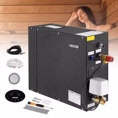 VEVOR Generatore di Vapore da 7,5 kW per Sauna e SPA Domestica con Controller e Scarico Automatico, Nero