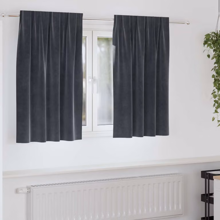 Set di 2 tende oscuranti vidaXL in velluto antracite, L: 140 cm x H: 140 cm