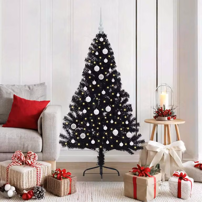 Maison Exclusive - Albero di Natale artificiale preilluminato Nero 150 cm PVC