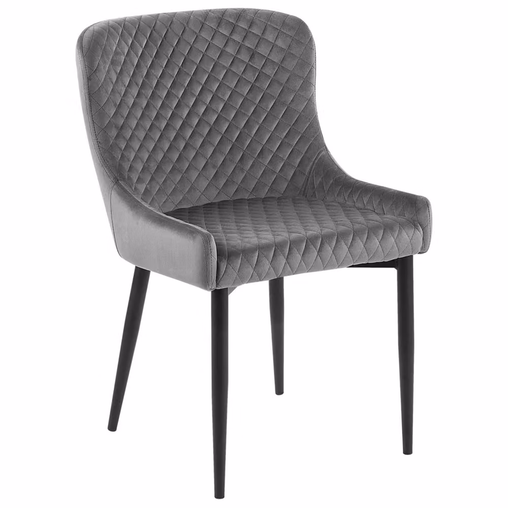 Set di 2 sedie da pranzo BELIANI in velluto grigio con gambe in metallo nero e design moderno geometrico – 2