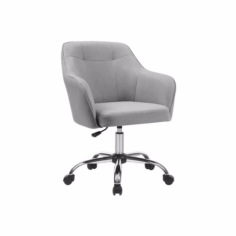 Sedia da Studio di Tessuto Cotone-lino Grigio, Grigio Chiaro