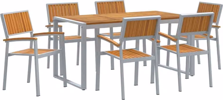 Set da Pranzo per Giardino 7 pcs Grigio