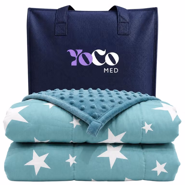 YoCo Med Coperta ponderata per bambini 120 × 90 cm 2,4 kg – Stelle Verdi