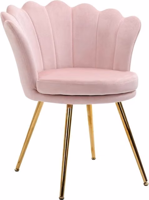Poltrona in velluto con gambe in metallo dorato ¨C zephmum ¨C 67x64x77 cm rosa polverizzato