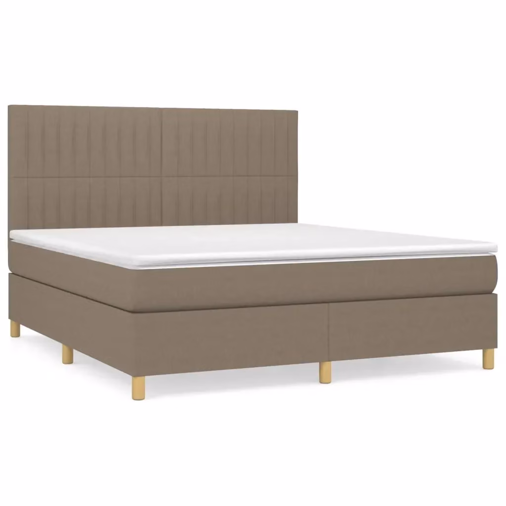 Letto Ibrido Moderno vidaXL con Materasso e Struttura Imbottita in Tessuto Beige e Bianco L/P/H: 180 x 200 x 128 cm – 2