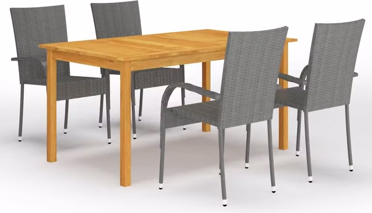 Maison Exclusive - Set da pranzo da giardino 5 pezzi, grigio